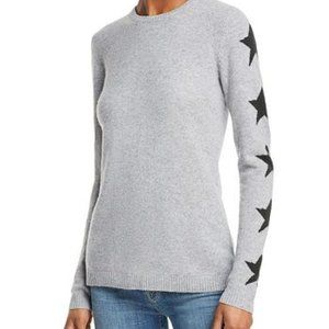 AQUA Grey Cashmere with BLACK stars sweater size M